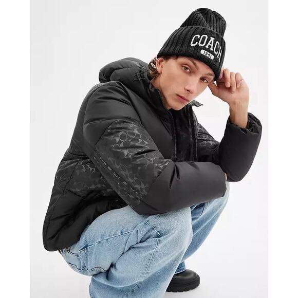 NWT Coach 1941 Embroidered Knit Beanie Wool CU806 Black Unisex One Size - Picture 7 of 8